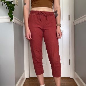 Old Navy, XS, Linen-Blend, Crop Pants, High Wasted, Red Sumac